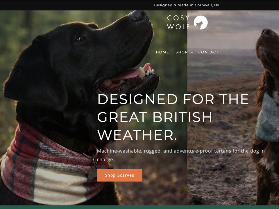 The Cosy Wolf website homepage