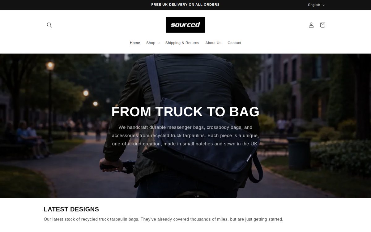 Sourced website homepage